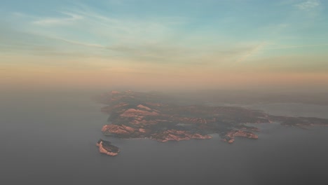 aerial view of mallorca island, spain, at sunset, as seen by the pilots of a jet flying at 3000m high