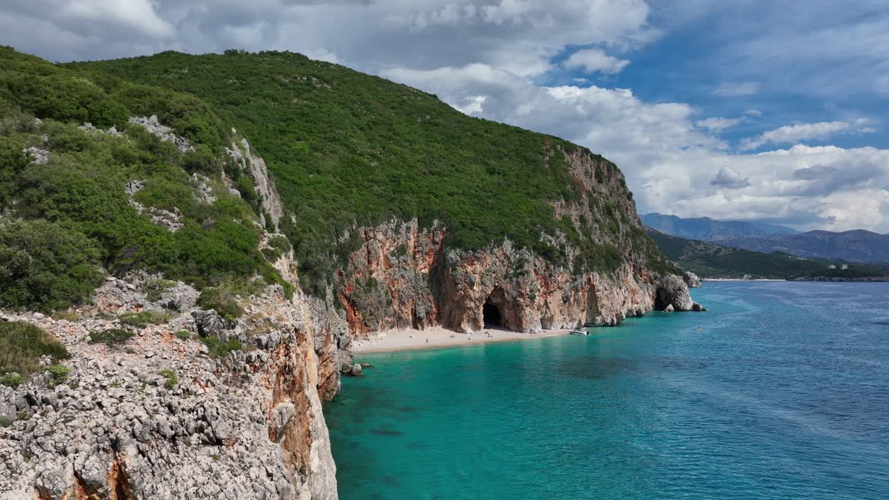 Picturesque View Of Gjipe Gorge And Paradise Beach On The Albanian Riviera. Aerial Drone Shot