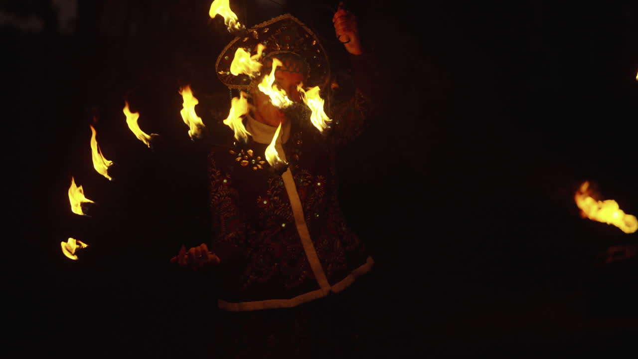 Fire Juggler in Traditional Costume