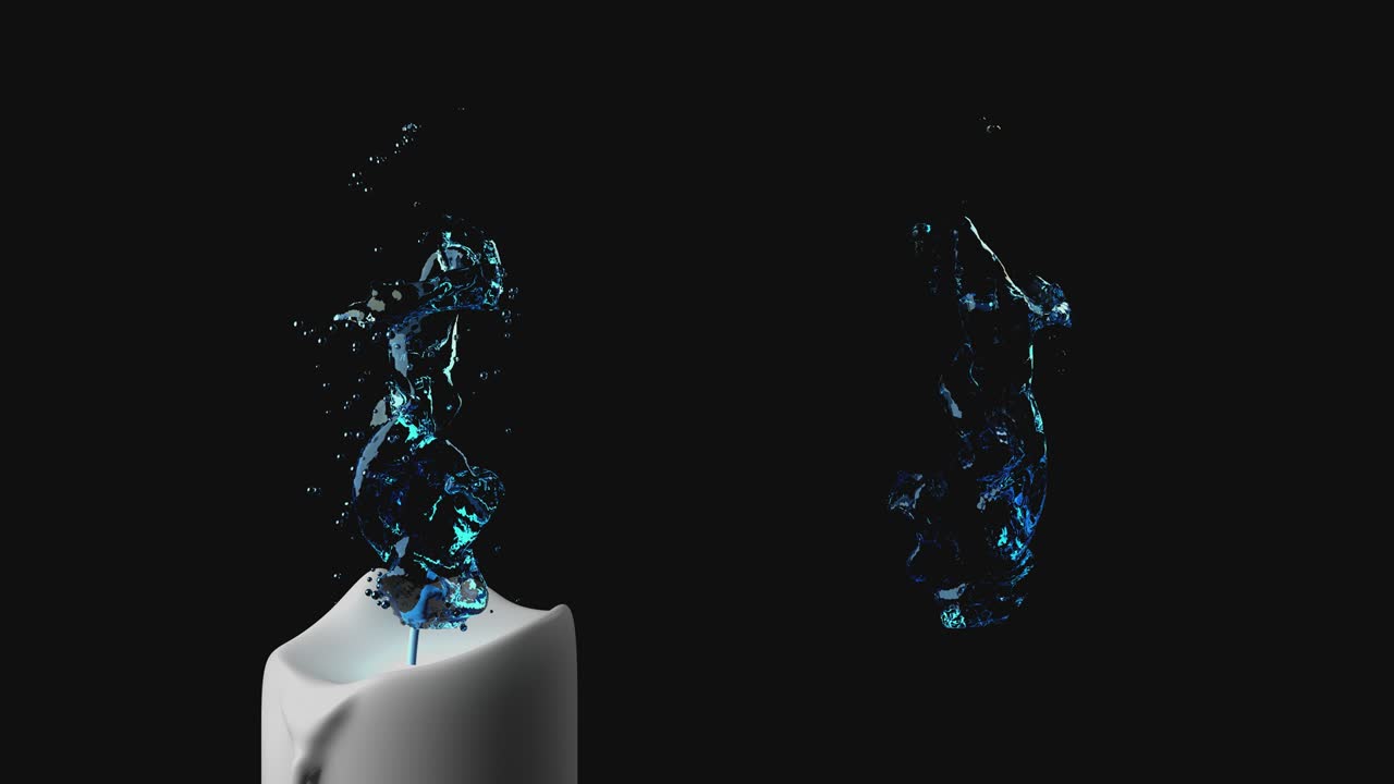 Abstraction candle with a flame from water on a transparent background.