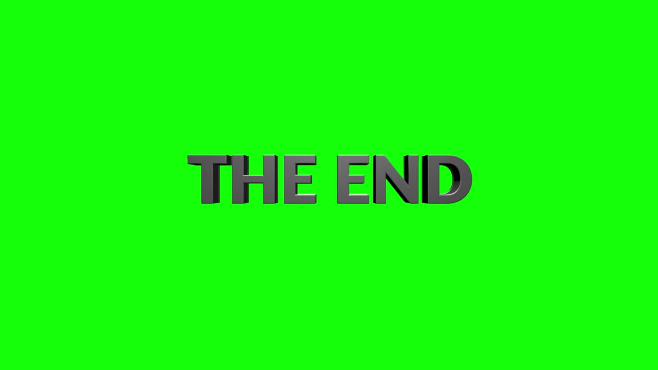 The end golden text with light glowing effect isolated with alpha channel. 3D rendering seamless loop Typography design. Video cover The End for overlay your footage.