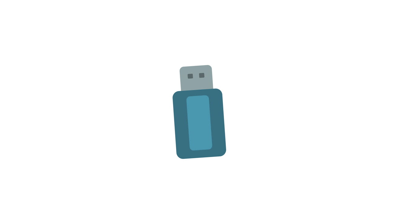 Animerad USB-minnesikon som formas och upplöses
