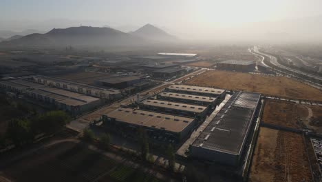 Aerial-shot-of-warehouses-in-industrial-zone