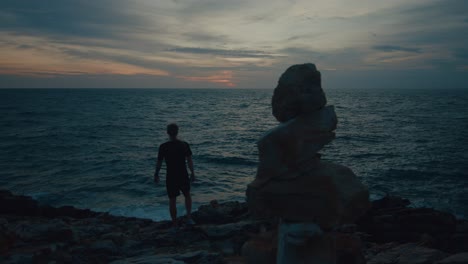 sunset view on the coast with person