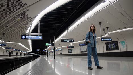 woman at an empty subway station