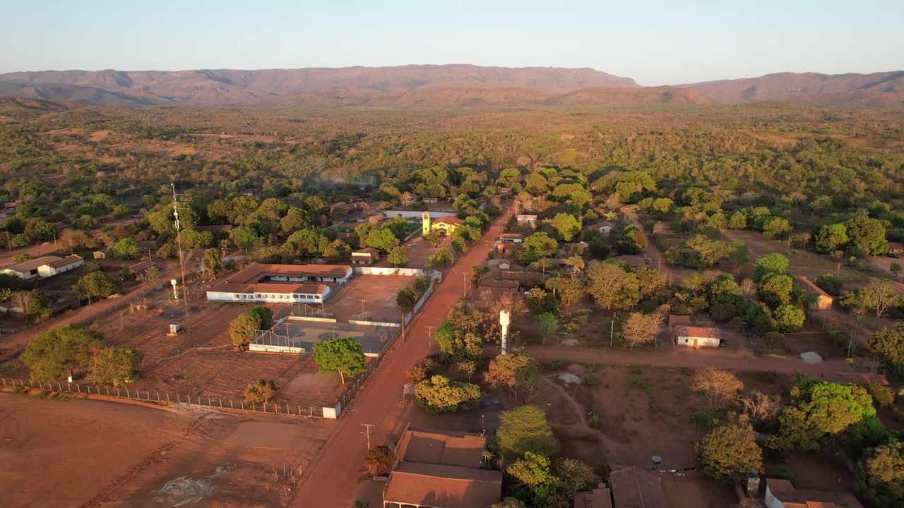 Aerial View of a Small Village in the Mountains of Brazil