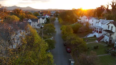 american neighborhood in appalachia during sunrise in autumn