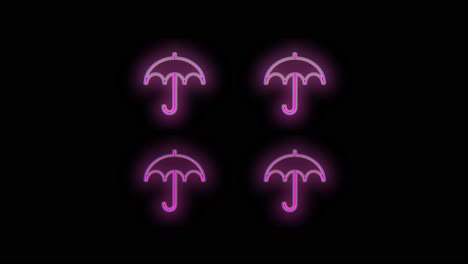 Neon-pink-umbrella-pattern-in-night