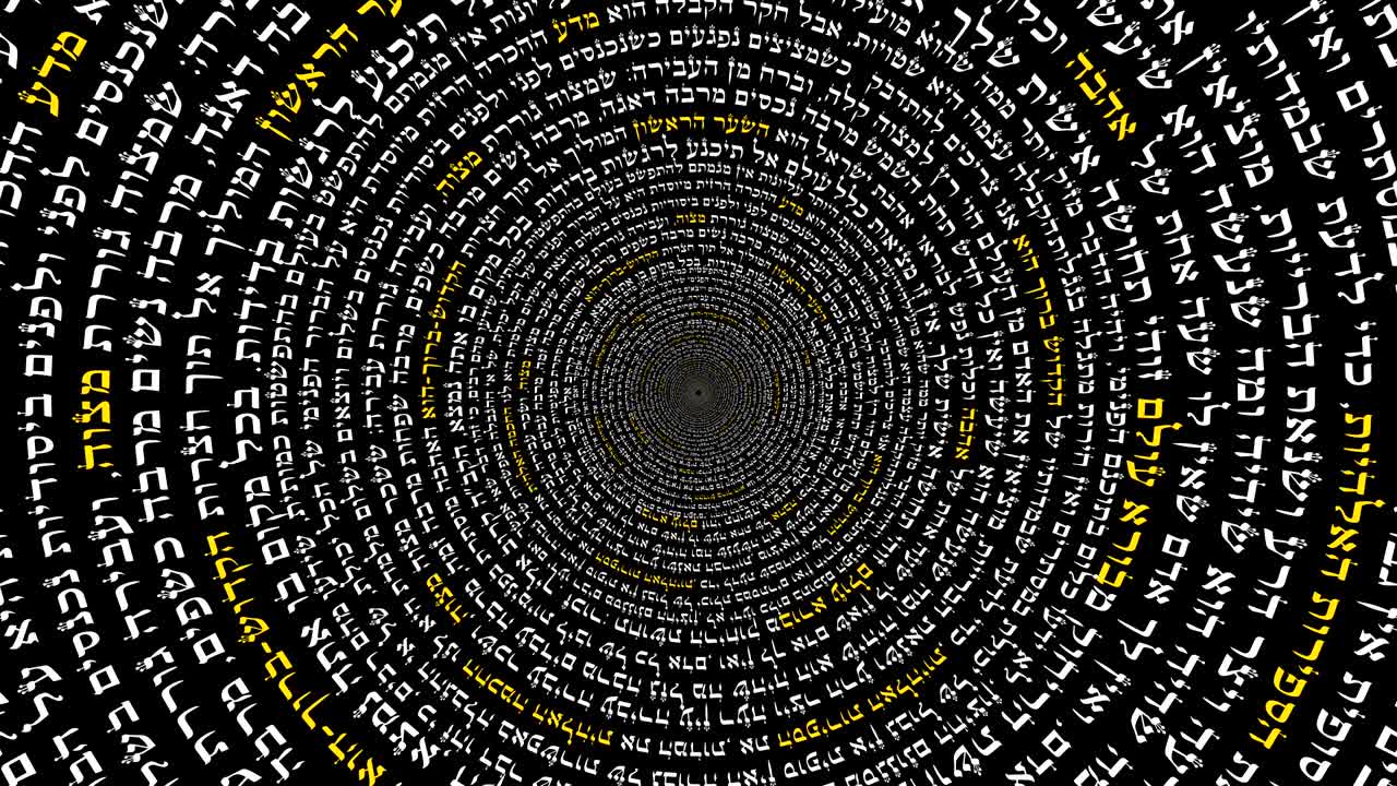 palabras hebreas de la sabiduría de la cábala en un mandala