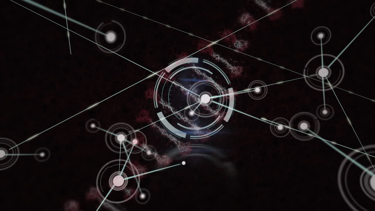 연결 네트워크와 함께 dna 가닥이 회전하는 애니메이션