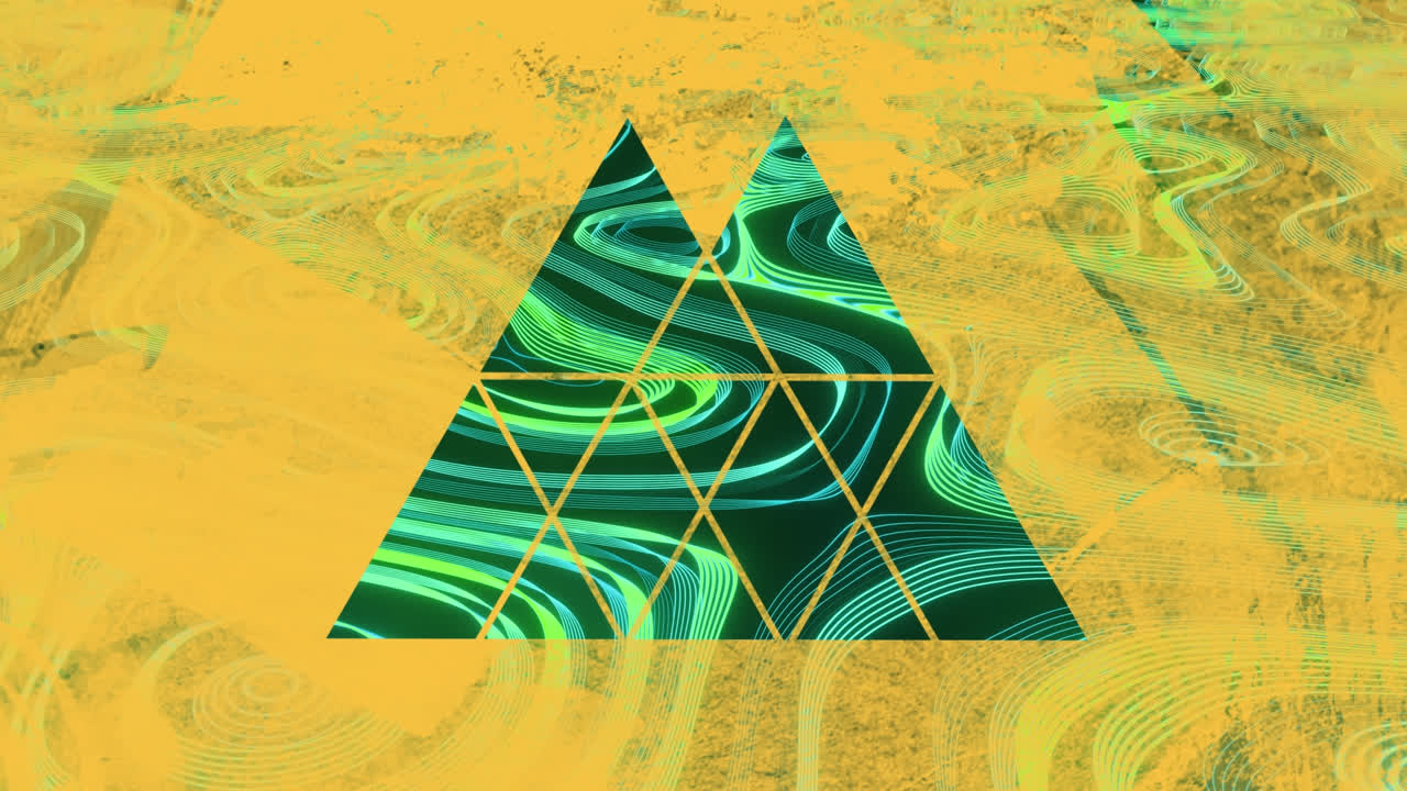 animación de marco naranja y formas verdes sobre fondo negro