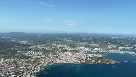 aerial view of ibiza, spain, from a cockpit, daylight