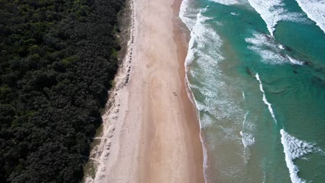 Turquoise-Seascape,-Bays-Of-Coolum-In-Queensland,-Australia---aerial-drone-shot