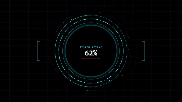 Barra di avanzamento di caricamento digitale con interfaccia HUD futuristica