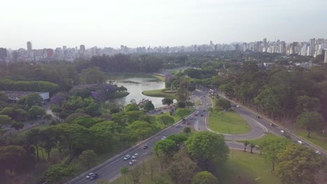 fotografía aérea del parque ibirapuera y el horizonte de sao paulo en brasil