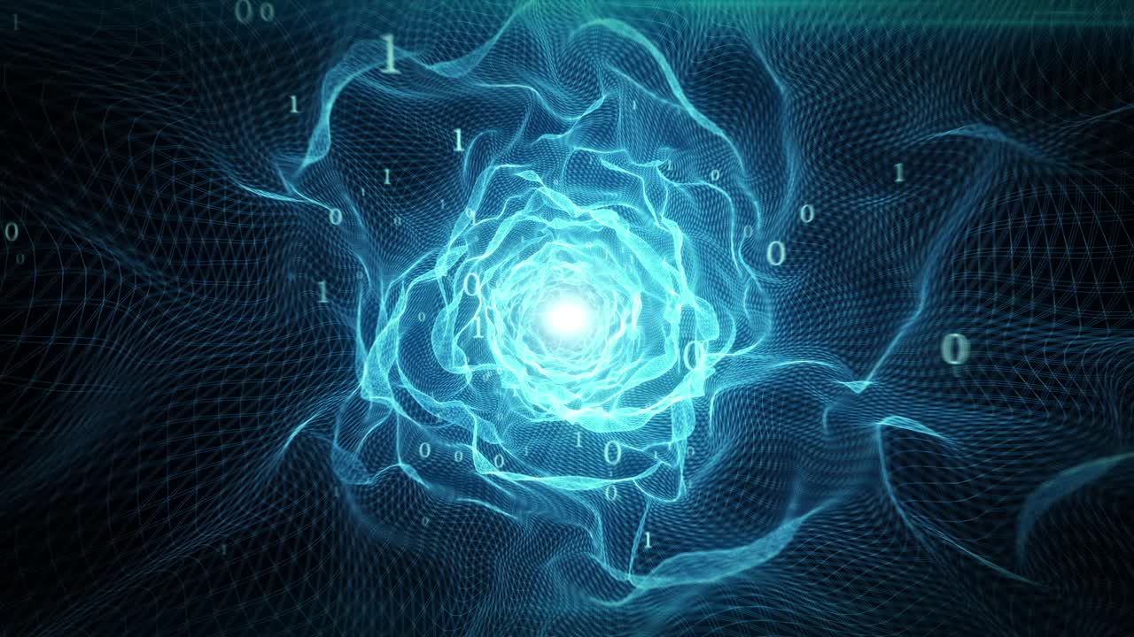 túnel digital con código binario