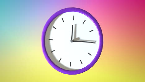 animación de un reloj en movimiento sobre un fondo colorido