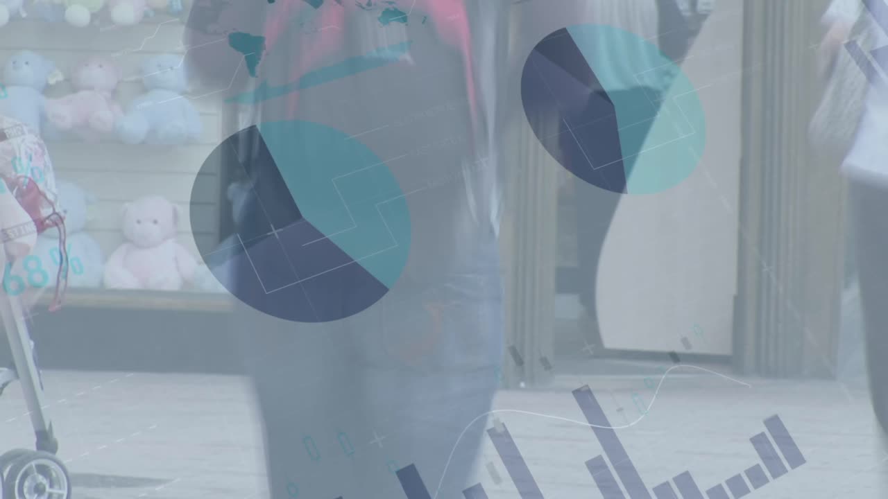 거리에서 는 사람들의 시간적 간격에 대한 통계 데이터 처리의 애니메이션