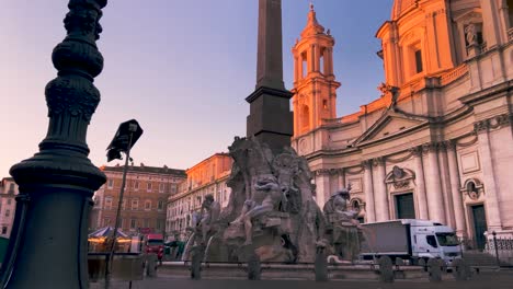 golden hour at the church of sant'agnese in agone at the piazza navona in rome, italy. - hyperlapse