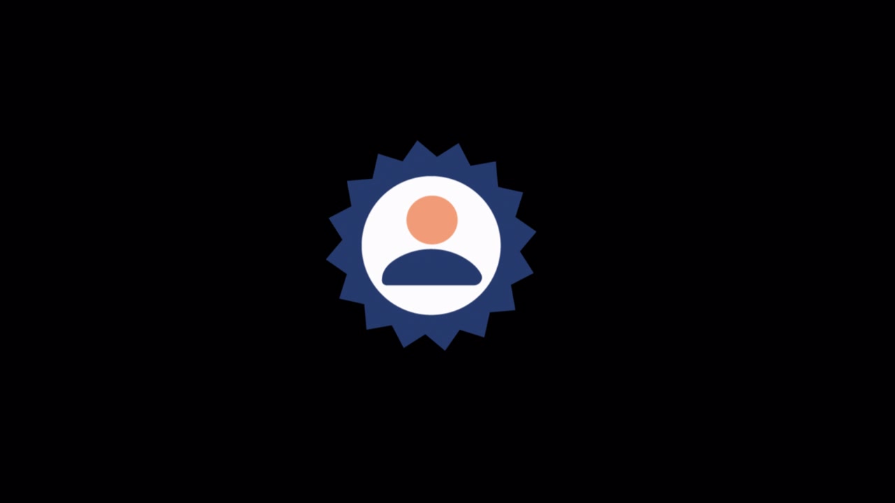Animated User Profile Icon with Badge on Black Background