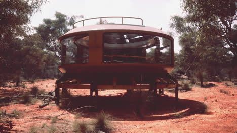 a rusty ufo in the desert