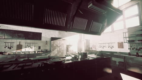 abandoned and dirty commercial kitchen