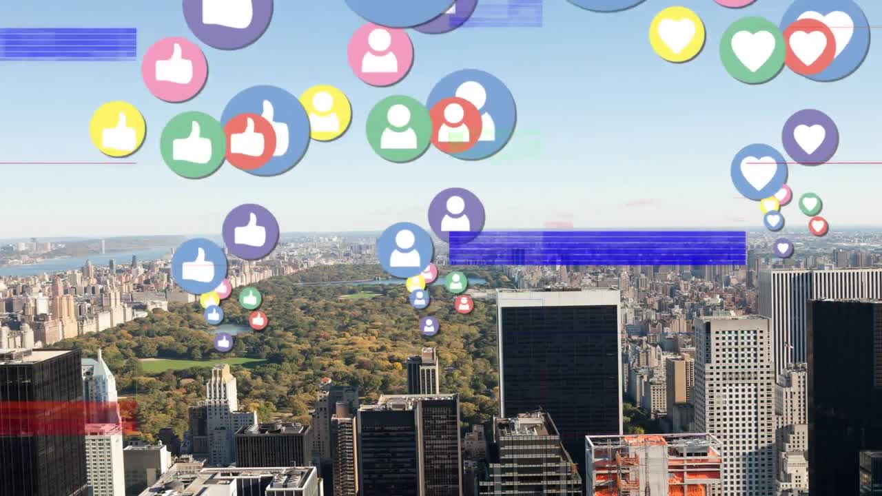 아이콘의 애니메이션과 도시 풍경에 대한 데이터 처리