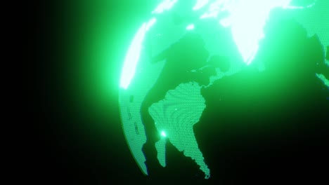 green neon rotated part of the earth hologram for news or blog background