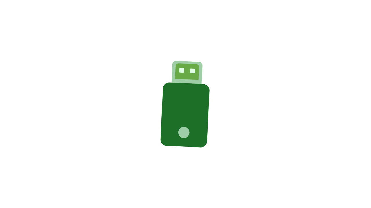 Animerad USB-minnesikon på vit bakgrund