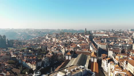 Panning-scenic-shot-of-Porto-City-on-a-sunny-day