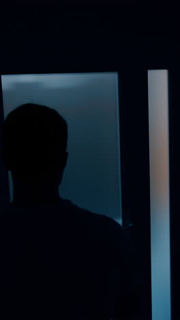 silhouette of person at a door at night