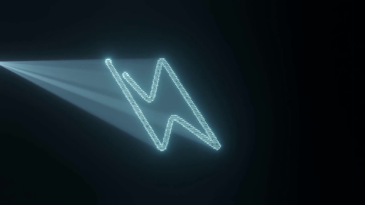 imagen holográfica en 3d de un rayo girando sobre un fondo negro, vertical