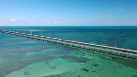 The-Seven-Mile-Bridge-Spanning-The-Keys-In-Florida---aerial-drone-shot