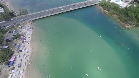 tallebudgera 다리 - 골드 코스트 - 호주 퀸즐랜드 - 공중 공개 샷