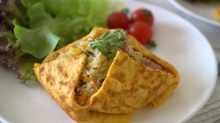 Flavored Fried Rice in an Omelet Wrapping