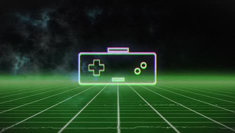 animación de la consola de videojuegos de neón sobre el fondo de la cuadrícula