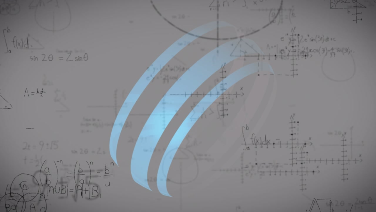 Animation of mathematical formulas over grey background