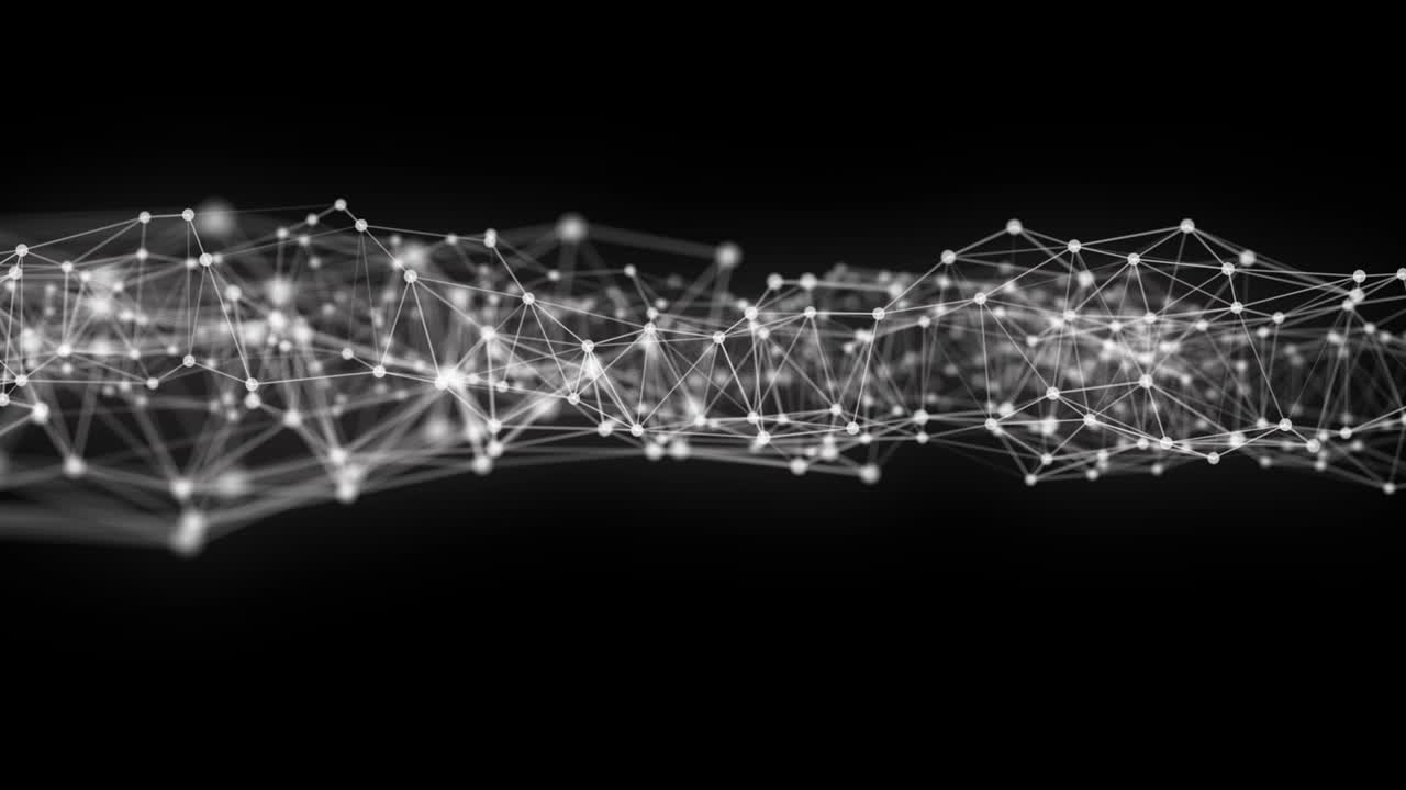 Futuristic plexus animation with glowing triangles in slow motion, 4096x2304 loop 4K