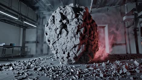 large rock explosion in a laboratory
