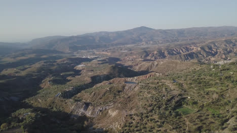 Sierra-Nevada-mountain-range---orchards-with-drone-shot-in-4k