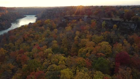 panoramic aerial view of niagara glen, shot by drone