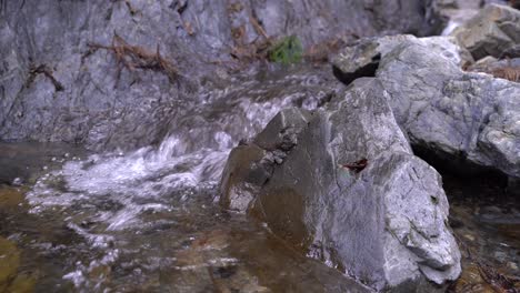 pequeña corriente de agua corriendo sobre las rocas en la montaña