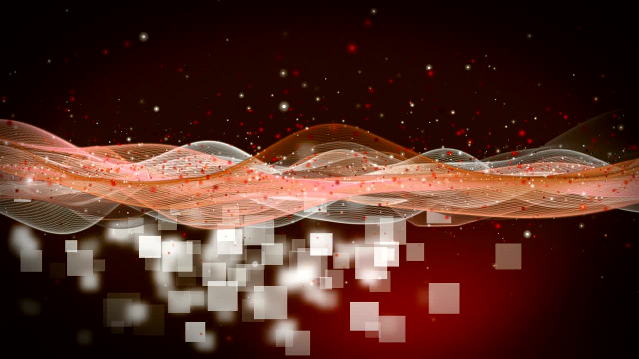 파동 물체와 반이는 입자를 느린 동작으로 가진 미래의 애니메이션, 4096x2304 루프 4k