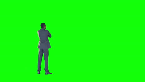 vista trasera de un hombre de negocios gestando