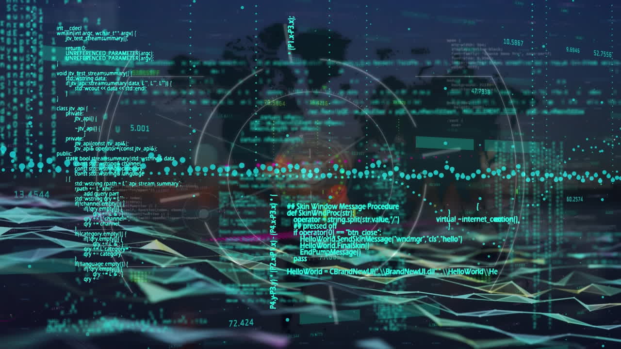 Animation of data processing over world map