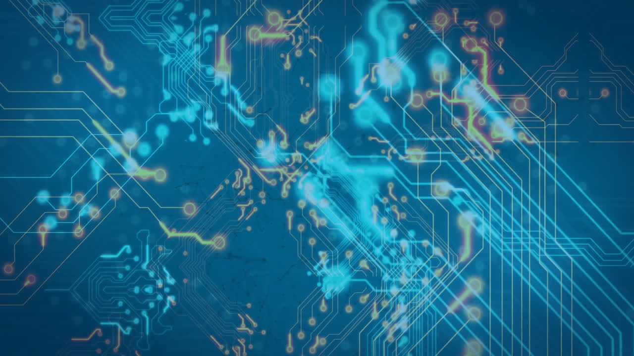 파란색 배경 위의 연결 네트워크의 애니메이션