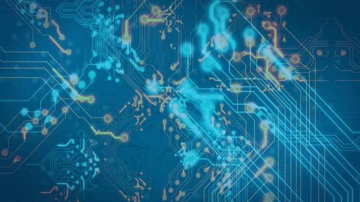 Animation of network of connections over blue background