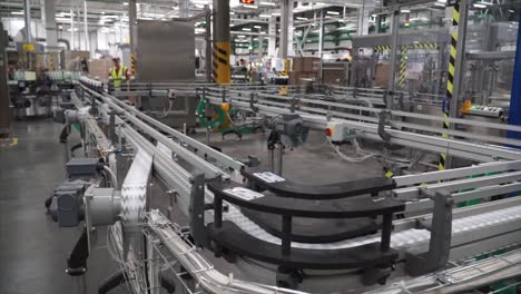 automated beverage production line in a factory