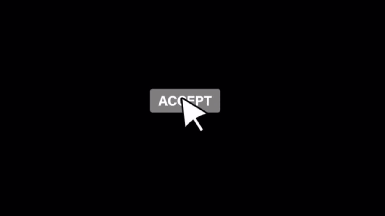 Mouse Cursor Clicks Accept Button on Black Background