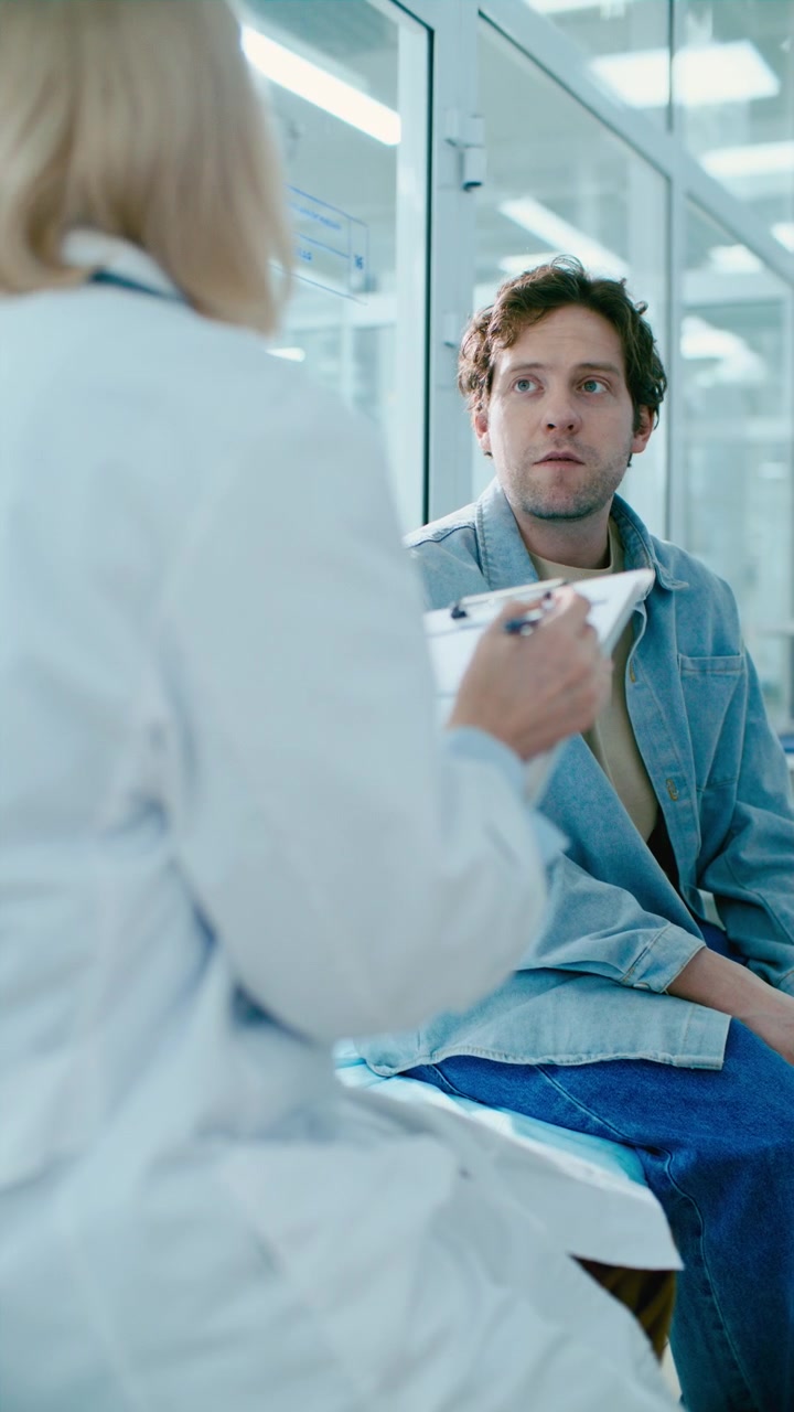 Man Discussing Symptoms with Physician during Medical Consultation